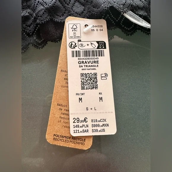 NWT Etan Women’s Lace Bra Without Underwire Black Size M Triangle Sexy Natural - Picture 4 of 4